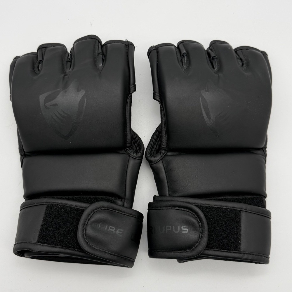 LIBERLUPUS MMA Gloves L/XL Black Open Palm Sparring Grappling Kickboxing